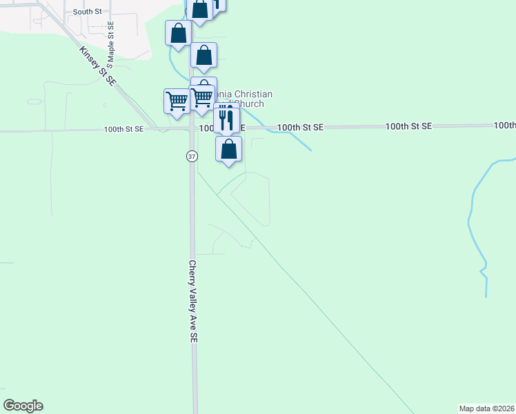 map of restaurants, bars, coffee shops, grocery stores, and more near 10115 South Crossroads Circle Southeast in Caledonia