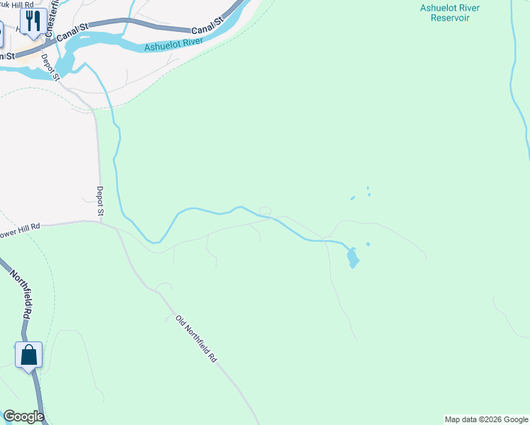 map of restaurants, bars, coffee shops, grocery stores, and more near 183 Tower Hill Road in Hinsdale
