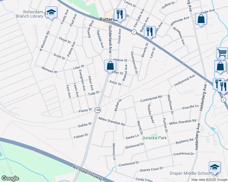 map of restaurants, bars, coffee shops, grocery stores, and more near 1258 Floral Avenue in Rotterdam