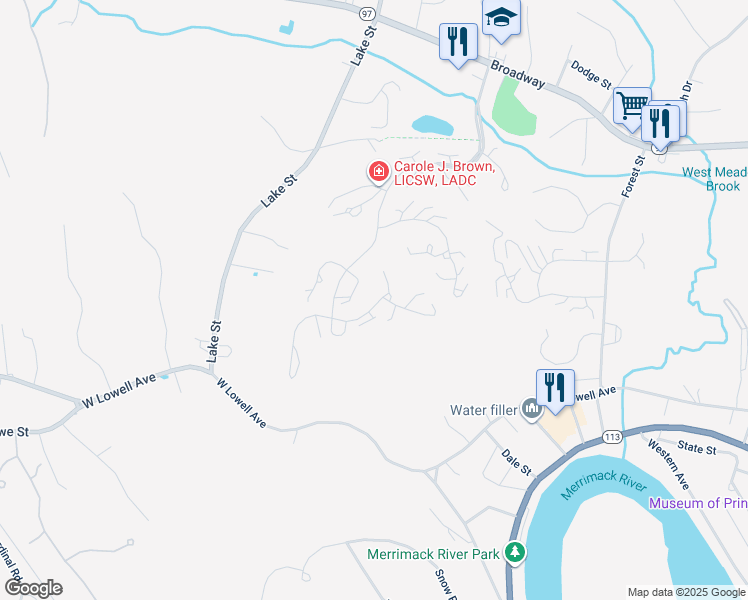 map of restaurants, bars, coffee shops, grocery stores, and more near 52 Clement Court in Haverhill