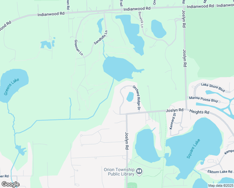 map of restaurants, bars, coffee shops, grocery stores, and more near 534 Orchard Ridge Drive in Lake Orion