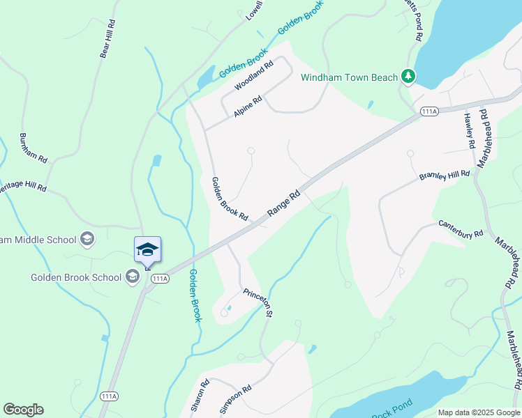 map of restaurants, bars, coffee shops, grocery stores, and more near 23A Golden Brook Road in Windham