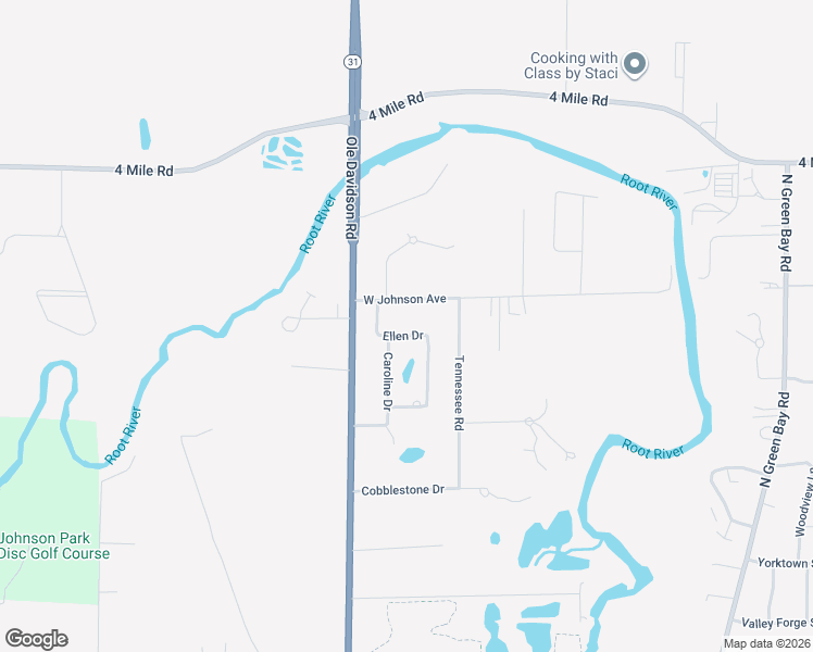 map of restaurants, bars, coffee shops, grocery stores, and more near 4510 Ellen Drive in Racine
