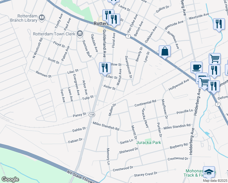 map of restaurants, bars, coffee shops, grocery stores, and more near 1220 Walnut Avenue in Rotterdam