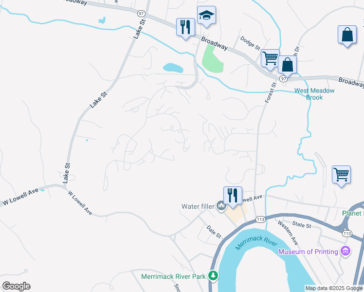 map of restaurants, bars, coffee shops, grocery stores, and more near 5 Perkins Court in Haverhill