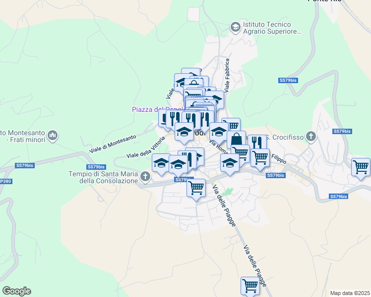 map of restaurants, bars, coffee shops, grocery stores, and more near 5 Piazza Pignattaria in Todi