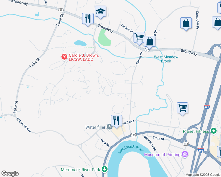 map of restaurants, bars, coffee shops, grocery stores, and more near 169 Morgan Drive in Haverhill