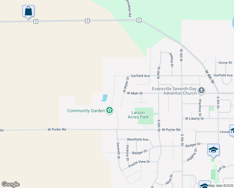 map of restaurants, bars, coffee shops, grocery stores, and more near 19 South Wyler Drive in Evansville