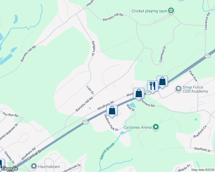 map of restaurants, bars, coffee shops, grocery stores, and more near 116 Barretts Hill Rd in Hudson