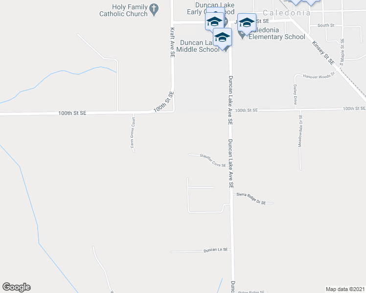 map of restaurants, bars, coffee shops, grocery stores, and more near 5651 Stauffer Cove Southeast in Caledonia
