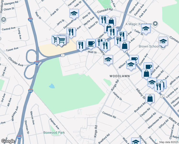 map of restaurants, bars, coffee shops, grocery stores, and more near 215 Jackson Avenue in Schenectady
