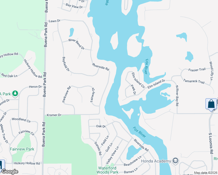 map of restaurants, bars, coffee shops, grocery stores, and more near 4848 Riverside Road in Waterford