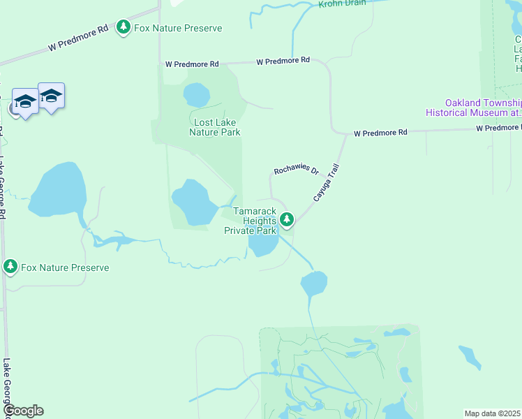 map of restaurants, bars, coffee shops, grocery stores, and more near 1130 Tamarack Lane in Oakland Charter Township