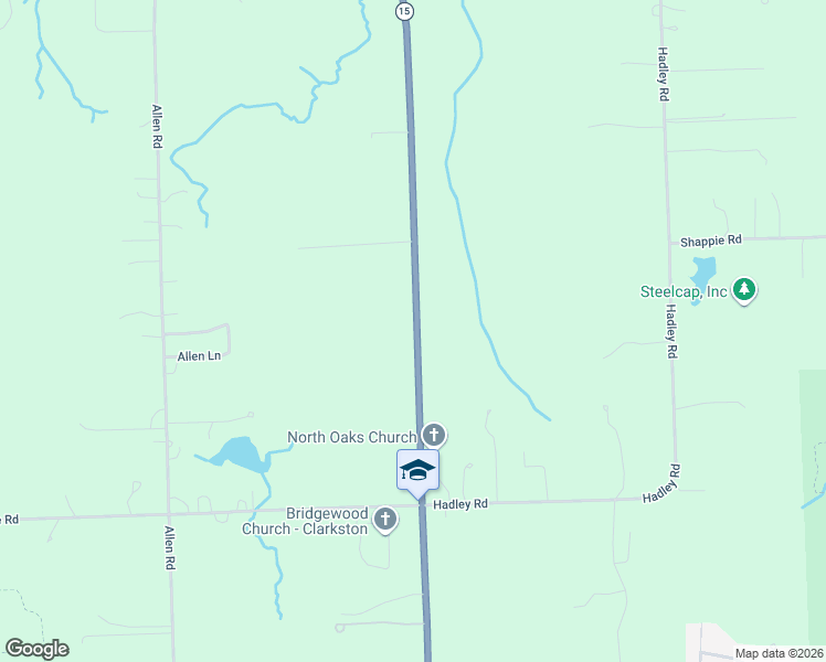 map of restaurants, bars, coffee shops, grocery stores, and more near 10205 South Ortonville Road in Village of Clarkston