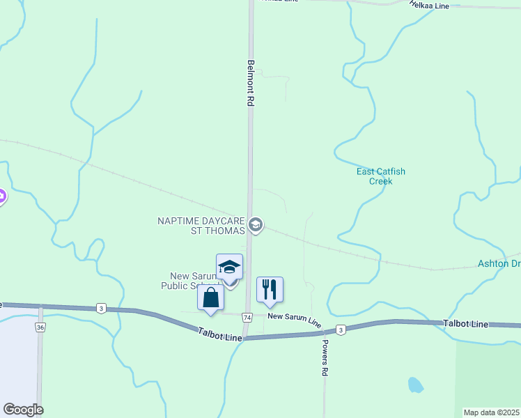 map of restaurants, bars, coffee shops, grocery stores, and more near 9664 Belmont Road in St. Thomas