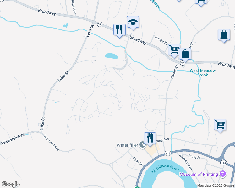 map of restaurants, bars, coffee shops, grocery stores, and more near 5 Perkins Court in Haverhill