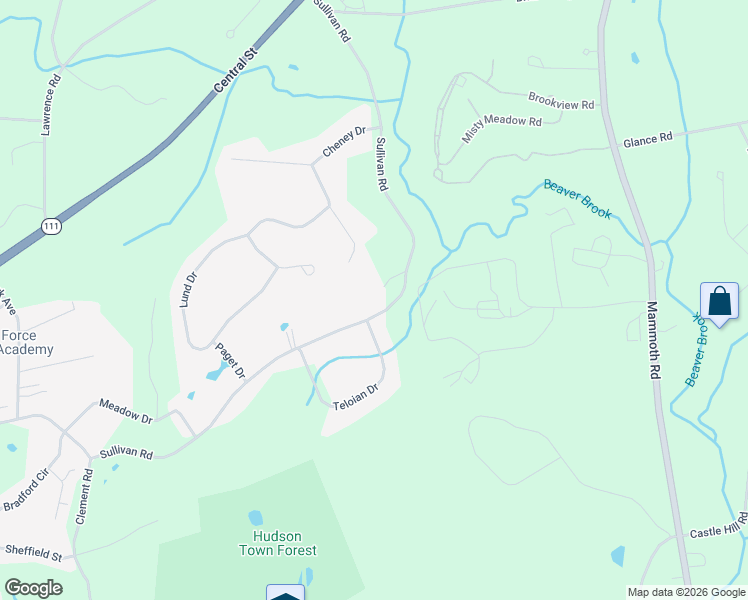 map of restaurants, bars, coffee shops, grocery stores, and more near 53 Sullivan Road in Hudson