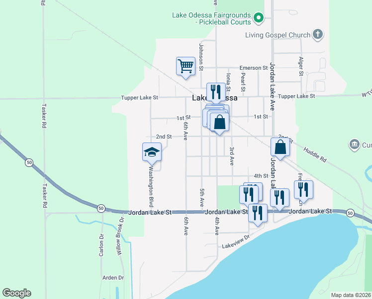 map of restaurants, bars, coffee shops, grocery stores, and more near 935 6th Avenue in Lake Odessa