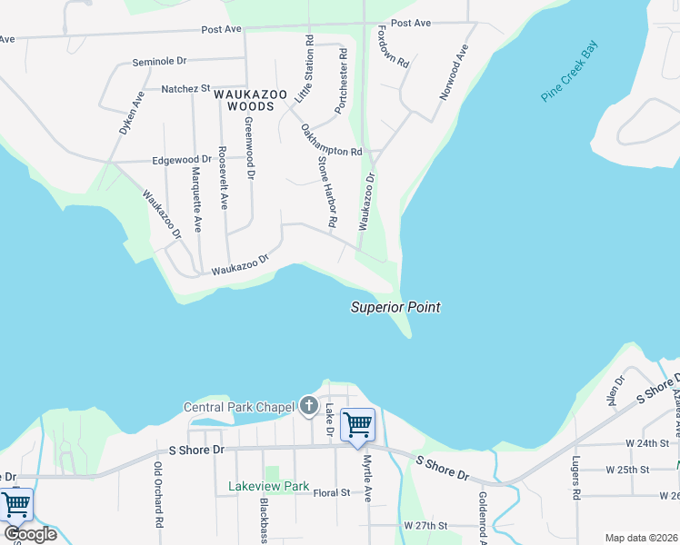 map of restaurants, bars, coffee shops, grocery stores, and more near 1174 Waukazoo Drive in Holland