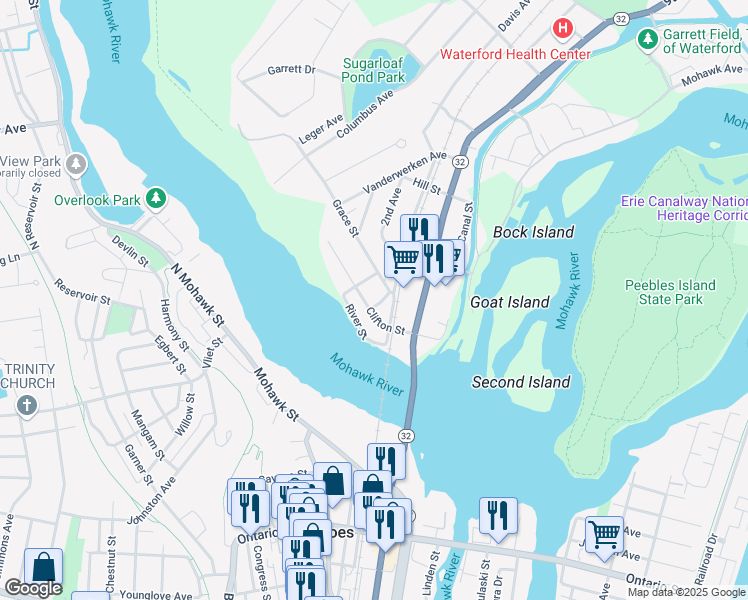 map of restaurants, bars, coffee shops, grocery stores, and more near 37 Clifton Street in Waterford