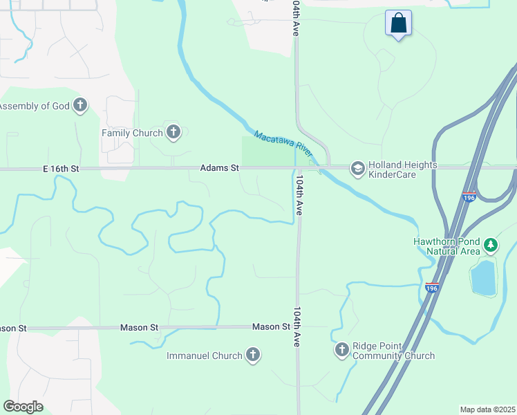 map of restaurants, bars, coffee shops, grocery stores, and more near 10502 Adams Street in Holland