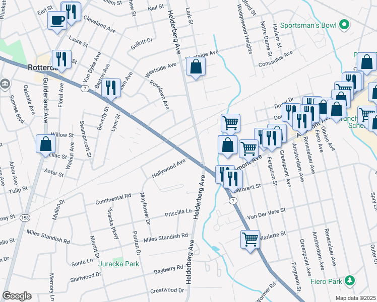 map of restaurants, bars, coffee shops, grocery stores, and more near 1818 Curry Road in Rotterdam