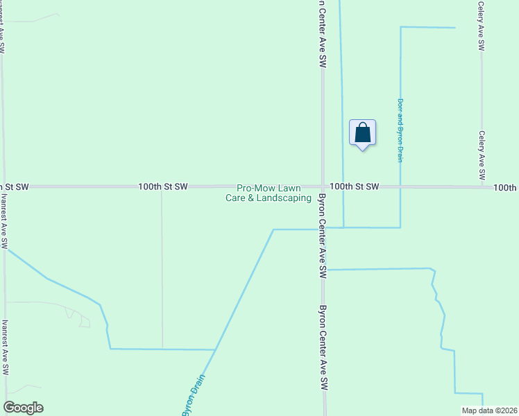 map of restaurants, bars, coffee shops, grocery stores, and more near 2560 100th Street Southwest in Byron Center