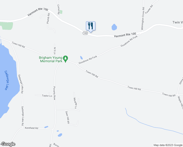 map of restaurants, bars, coffee shops, grocery stores, and more near Town Hill Road in Whitingham