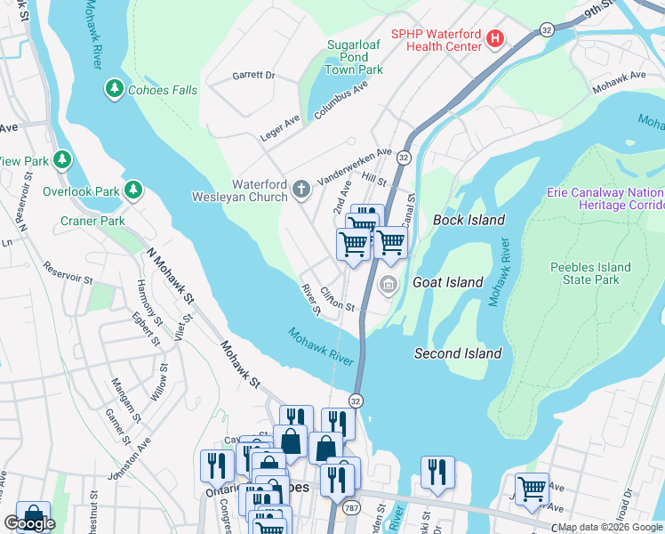 map of restaurants, bars, coffee shops, grocery stores, and more near 37 Clifton Street in Waterford