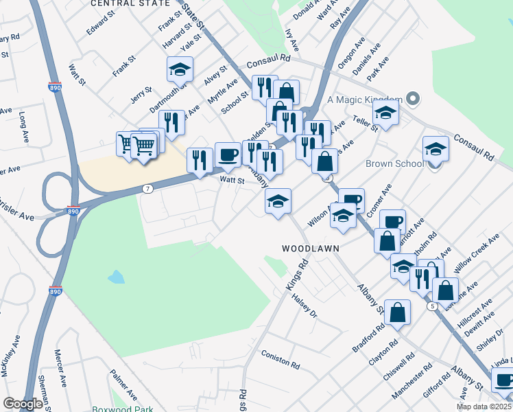 map of restaurants, bars, coffee shops, grocery stores, and more near 132 Jackson Avenue in Schenectady