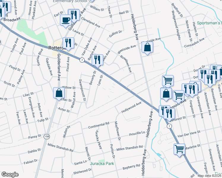 map of restaurants, bars, coffee shops, grocery stores, and more near 1410 Curry Road in Rotterdam