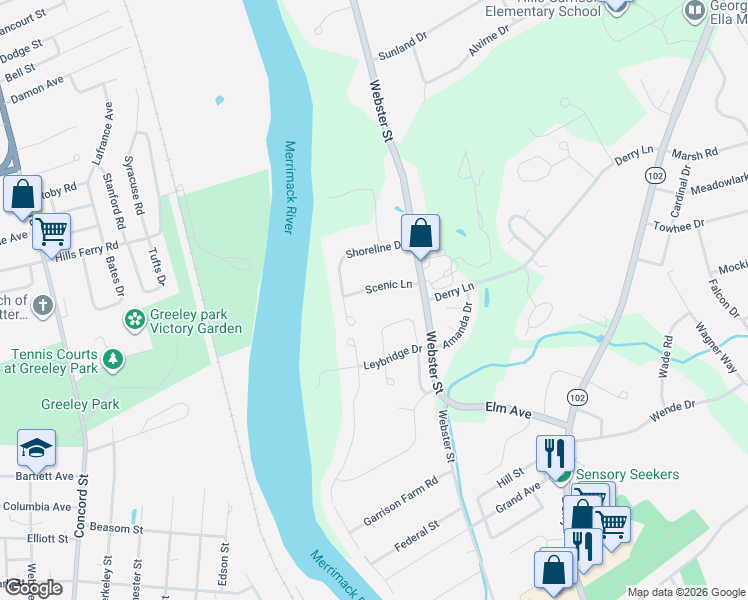 map of restaurants, bars, coffee shops, grocery stores, and more near 10 Scenic Lane in Hudson