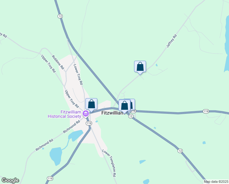 map of restaurants, bars, coffee shops, grocery stores, and more near 27 Highway 12 in Fitzwilliam