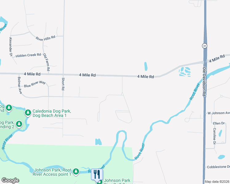 map of restaurants, bars, coffee shops, grocery stores, and more near 5650 Parkridge Drive in Racine