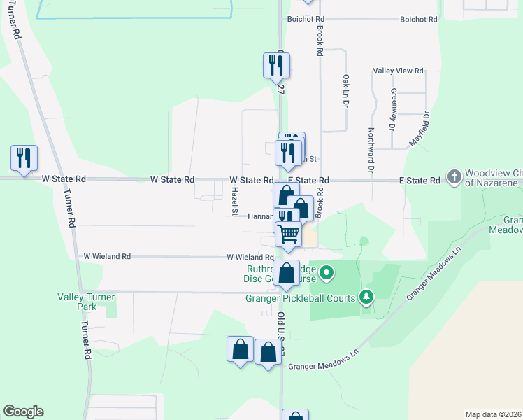 map of restaurants, bars, coffee shops, grocery stores, and more near 1064 Hannah Avenue in Lansing