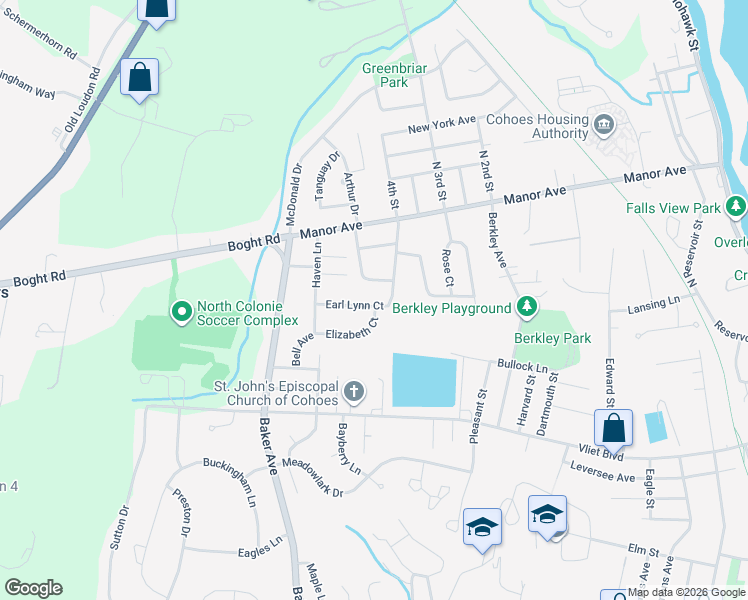 map of restaurants, bars, coffee shops, grocery stores, and more near 14 Earl Lynn Court in Cohoes