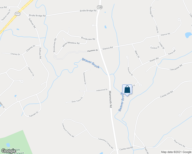 map of restaurants, bars, coffee shops, grocery stores, and more near 1431 Mammoth Road in Pelham