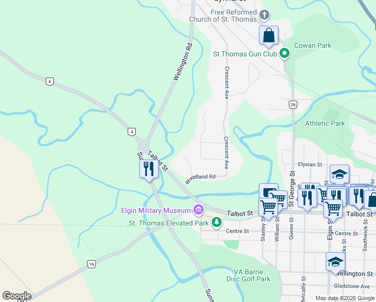 map of restaurants, bars, coffee shops, grocery stores, and more near 6 Hillcrest Avenue in St. Thomas