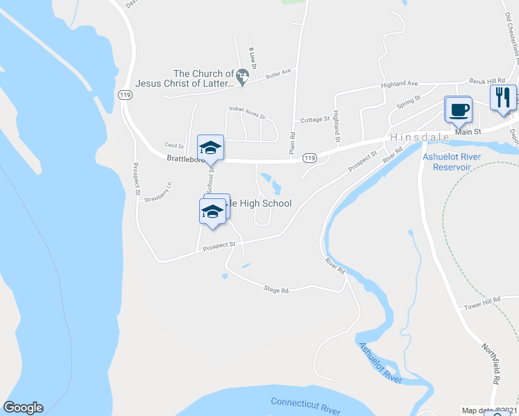 map of restaurants, bars, coffee shops, grocery stores, and more near 68 Hinsdale Heights in Hinsdale