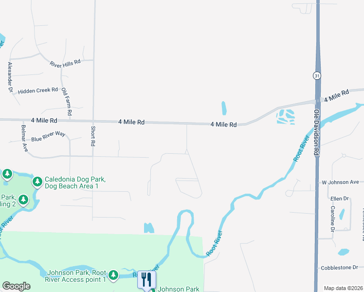 map of restaurants, bars, coffee shops, grocery stores, and more near 4823 Bluffside Drive in Racine