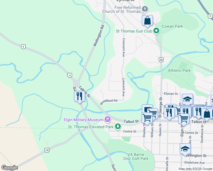 map of restaurants, bars, coffee shops, grocery stores, and more near 6 Hillcrest Avenue in St. Thomas