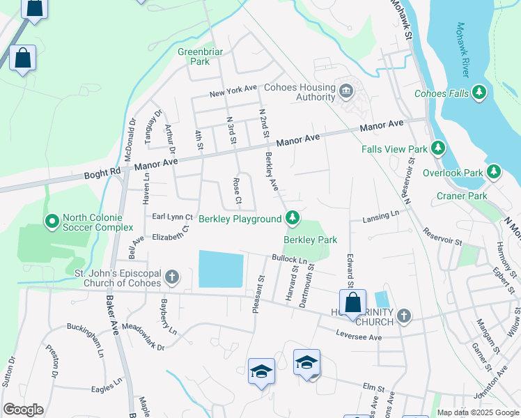 map of restaurants, bars, coffee shops, grocery stores, and more near 55 Pleasant Court in Cohoes