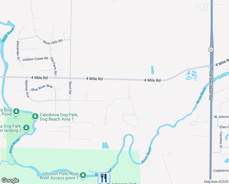 map of restaurants, bars, coffee shops, grocery stores, and more near 5650 Parkridge Drive in Racine