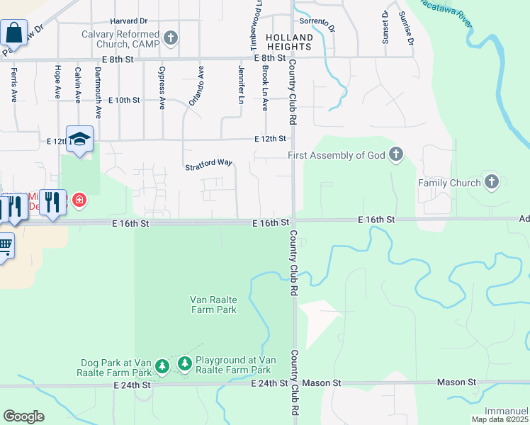 map of restaurants, bars, coffee shops, grocery stores, and more near 379 Oxford Court in Holland