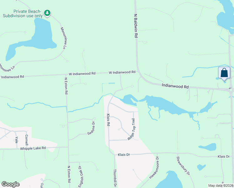 map of restaurants, bars, coffee shops, grocery stores, and more near 9780 Klais Road in Village of Clarkston