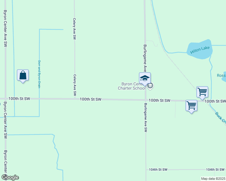 map of restaurants, bars, coffee shops, grocery stores, and more near 1779 100th Street Southwest in Byron Center