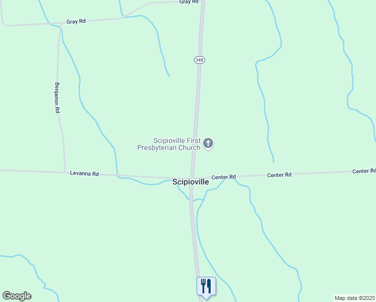 map of restaurants, bars, coffee shops, grocery stores, and more near 3439 New York 34B in Scipio Center