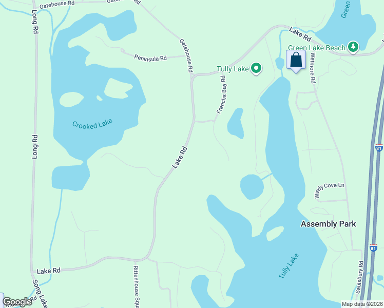 map of restaurants, bars, coffee shops, grocery stores, and more near 5450 Lake Road in Tully