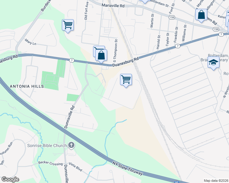 map of restaurants, bars, coffee shops, grocery stores, and more near Golub Warehouse Road in Schenectady