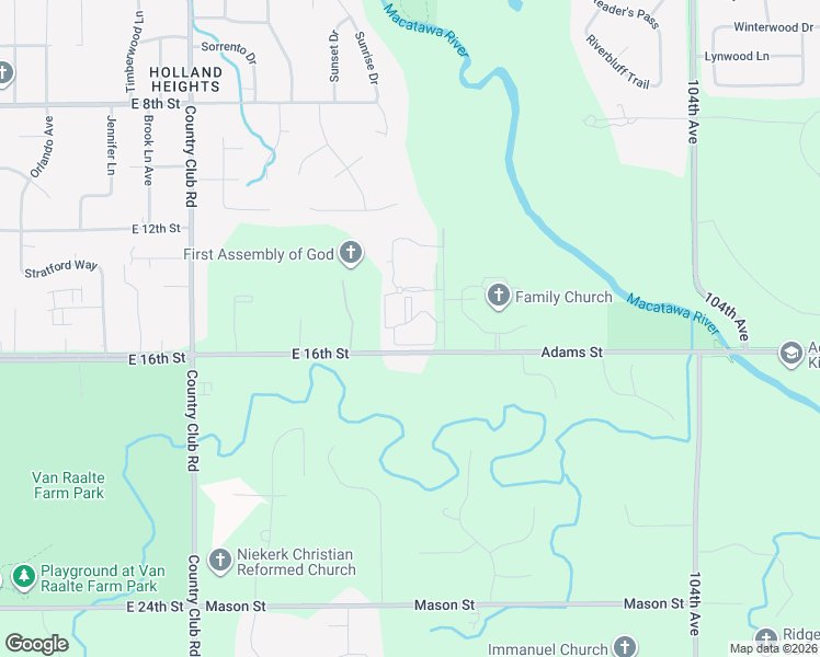 map of restaurants, bars, coffee shops, grocery stores, and more near 368 Beacon Light Circle in Holland